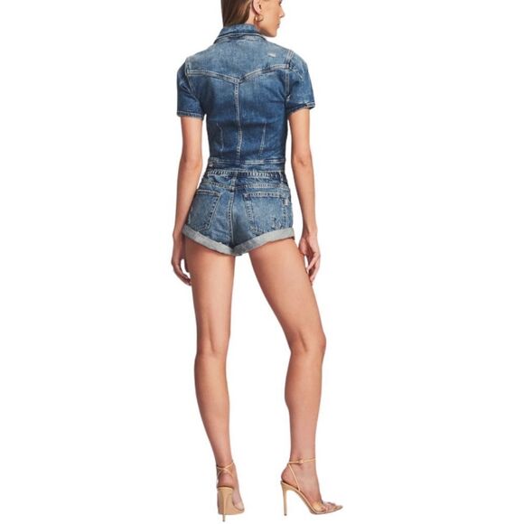 Retrofete Mallory Cuff Denim‎ Shorts Elastic Back Waist size 31 - Picture 4 of 15